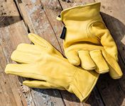 OLSON DEEPAK Cowhide Leather Work Gloves for Men and Women,Gardening Gloves,Driving Gloves (1, Large) …