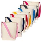 Lify Bi- Colour Canvas Tote Bag, Shoulder bag, Top Magnetic Button Closure, Daily Essentials- Pack of 7 (Mixed Colors)