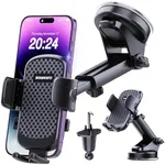 [2025 NEW] Car Phone Holder [Upgraded Strongest Suction & Clip] Cell Phone Mount for Dashboard Windshield Vent,Mobile Stand Base Truck Cradle for iPhone 16 Pro Max 15 14 13 12 Samsung S25 S24 Android