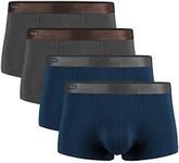 DAVID ARCHY Men's Boxer Shorts Trunks, Bamboo Men's Boxers Shorts with 3D Pouch Multipack, Ultra Soft and Breathable, Dark Grey+navy Blue- No Fly -4 Pack, M