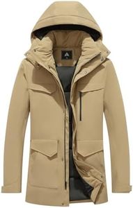 TUAOVA Men's Winter Coats Thicken Parkas Waterproof Windproof Detachable Hood Long Padded Puffer Jacket(Khaki,M)