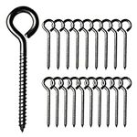 Muzata 10Pack 3.3Inch M6 Black Screw Eye Hooks Stainless Steel Heavy Duty Screw for Wood Securing Cables Wire Terminal Ring Eyelet Stand Self Tapping Eye Bolt Indoor Outdoor CR18