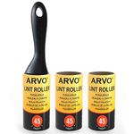 ARVO Lint Roller, Lint Remover, 3 pack/135 sheets -45 Sheets per Roll, 1 Handle with 3 Rolls, Removes Dust, Dirt, Dandruff, Pet Hair from Clothes, Furniture and Carpet, Easy to tear.