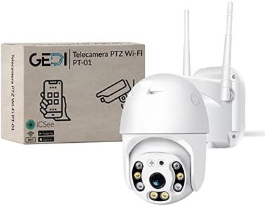 GeDi - Telecamera Wi-Fi PTZ Dome 1080p 4 LED IR e 4 LED Array Per Videosorveglianza di Sicurezza Esterna Con APP ICSee Rilevamento Movimento Allarme PT-01 Con Slot Memoria SD