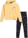 RBX Girls' Active Sweatsuit - 2 Piece Fleece Crop Pullover Hoodie Sweatshirt and Yoga Leggings - Clothing Set for Girls, 7-16, Size 10-12, Golden Haze