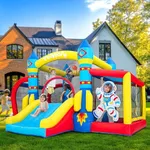 Space Adventure Bounce House, 7-in-1 Rocket Astronaut Theme Inflatable Castle with Slide, Air Blower, Ball Pit, Indoor Outdoor Bouncy House Birthday Party for Kids 3-10Y (11.5FT X 10FT X 7FT)