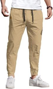 COOFANDY Men's Trousers Casual Cargo Joggers Pants Elastic Waist Chino Pants Drawstring Pants with Pockets Khaki M