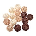 Pomeat 15pcs Wicker Rattan Balls Decorative Orbs Spherical Natural Woven Vase Filler, Balls Spheres Orbs Filler