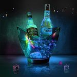 Warepro LED Ice Buckets 5L Clear PS+ABS Plastic ice Bucket RGB Colors Changing LED Cooler Bucket, Power by 2 AA Batteries, Multi Colors Changing for Party/Home/Bar/KTV Clubs