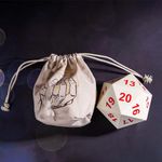 Large D20 Foam Dice, 80mm White DND Dice, 20 Sided Dice Polyhedral Dice with Drawstring Bag for MTG Dungeons and Dragons Role Playing Dice Games