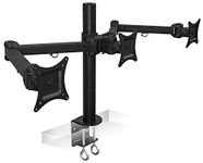 Mount-It! Triple Monitor Mount | 3 Monitor Desk Stand | Fits Three Computer Screens 19 20 21 22 23 24 Inches | C-Clamp Base | Heavy Duty Full Motion Tri Arms | VESA 75 100 Compatible