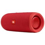 JBL Flip 5 Wireless Portable Bluetooth Speaker, Signature Sound with Powerful Bass Radiator, Vibrant Colors with Rugged Fabric Design, PartyBoost, IPX7 Waterproof & Type C (Without Mic, Red)