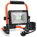 MEIHUA 35W LED Work Light 3000LM Job Site Light Plug in Folding Stand Work Light IP66 Waterproof Portable Construction Light 6500K Cold White for Workshop Garage Construction 3.5m Wire with Plug