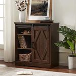 WAMPAT Modern Farmhouse Sliding Bar Door Storage Console Cabinet Sideboard Buffet Serving Accent Console Entryway Table for Home Living Room,Bathroom,Rustic Brown Wash