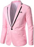 Men's Slim Fit Elegant Blazer Summer Jacket Lightweight Regular Fit Men's Suit Jacket Leisure Suit Jacket for Wedding Business, pink, M