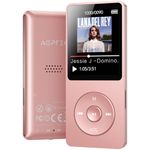 AGPTEK A02X 32GB MP3 Player with Bluetooth 5.3, 1.8 inch Screen Portable Music Player with Speaker, FM Radio, Voice Recorder, Supports Expanded Up to 128GB, Rose Gold