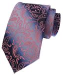 Rosiika Men Pink Paisley Silver Grey Silk Boys Cravat Ball Party Ties 3" width Woven for Husband Father