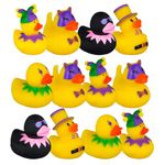 12pcs Mardi Gras Rubber Ducks, Funny Rubber Duck Bath Toy Assorted Mini Holiday Duck for Jeep Ducking Carnival Parade Throws Party Favors Summer Beach and Pool Events