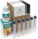 Liquid Wormer 2X Durvet Puppy Dewormer (2 oz) w/ 6 Oral Syringes (10 mL, 2 Tsp.) For Young Puppies & Adult Dogs (All Life Stages) Including Lactating - Pyrantel Pamoate Controls Hookworms & Roundworms