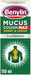 Benylin Mucus Cough Max Honey and Lemon Flavour (1x 150ml), 100 mg/5 ml Cough Syrup, Reduces Cough Intensity, For Deep Penetrating Relief, Cough Medicine for Adults