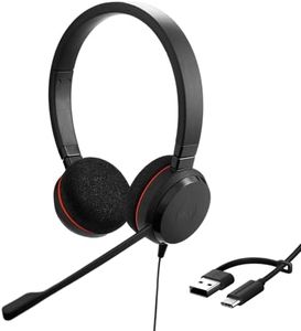 Jabra Evolve 20 Stereo Headset – Microsoft Certified Headphones for VoIP Softphone with Passive Noise Cancellation – USB-C/A – Black