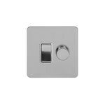 Soho Lighting Brushed Chrome Flat Plate Dimmer and Rocker Switch Combo Wht Ins Screwless (2 Way Switch & Trailing Dimmer)