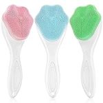 3Pcs Silicone Face Scrub Brush,Manual Face Exfoliator Scrubber Soft Brister Facial Cleaning Brush Face Wash Scrubber Exfoliator Brush for Cleansing and Exfoliating Sensitive, Delicate, Dry Skin