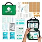 90 Piece Premium First Aid Kit Bag - Includes Eyewash, 2 x Cold (Ice) Packs and Emergency Blanket for Home, Office, Car, Caravan, Workplace, Travel