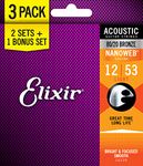 Elixir Strings 16539 80/20 Bronze Acoustic Guitar Strings with NANOWEB Coating, Light