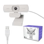 Kreo Owl Full HD Webcam with 1080P 60 FPS, Auto-Focus and Built-in Dual Digital Mic, Plug and Play Setup for Video Call, Streaming, YouTube and More (White,Owl)