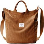 KALIDI Corduroy Tote Bag, Zipper Me