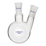 Labasics Glass 250ml 2 Neck Round Bottom Flask RBF, with 24/40 Center and Side Standard Taper Outer Joint, 250ml