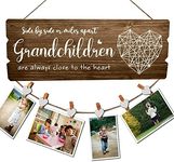 Buecasa Gifts for Grandma from Grandson and Granddaughter - Nana Grammy Birthday Gifts Picture Holder with 6 Heart Clips 15.8x6.0 Inches