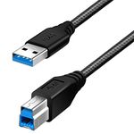 Fasgear USB 3.0 to USB B Cable 3ft/1m Nylon Braided Type A Male to Type B Male Cord (Black)