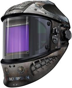 ARCCAPTAIN Auto Darkening Welding Helmet with Side View, 180° Panoramic View, 1/1/1/1 True Color Large Viewing Welding Hood with 4 Arc Sensor Solar Powered, Wide Shade 4/5-9/9-13 for TIG MIG ARC CUT
