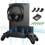 ZAONOOL Wall Mount for Xbox Series X with 2 Controller Holders and 1 Headset Stand, Wall Mount Kit for Xbox Series X Accessories, Dual Ventilation Design Wall Shelf, Place Console Front Facing