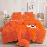 XeGe Plush Shaggy Duvet Cover Set, Luxury Ultra Soft Fluffy Faux Fur Bedding Sets 2 Pieces Velvet(1 Fuzzy Furry Comforter Cover + 1 Faux Fur Pillow Case), Zipper Closure (Twin, Orange)