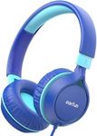 EarFun Kids Headphones, Foldable On-ear Headphones for Kids, 85dB Volume Limiter, Sturdy Design, Stereo Sound, Super Light, Adjustable Headband, Wired Children Headphone for School/Travel/Phone, Blue
