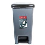 Slim Pedal Kitchen bin with Lid 60L Large Plastic Indoor/Outdoor Sanitary Garbage Clinical Waste Bin Living Room Grey Recycling Trash Curver Garden Dustbin