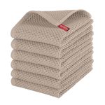 Elegant Comfort 100% Turkish Cotton 6-Pack Waffle Premium Kitchen Towels - Quick Drying and Super Absorbent Kitchen Dishcloth Towels, Ultra Soft Multi-Purpose Cleaning Towels, 16 x 25, Taupe