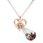 INBLUE Personalized Projection Picture Pendant 925 Sterling Silver Necklace Heart-Shaped Pendant Birthday Anniversary Jewelry Gifts for Her/Women/Mom/Girlfriend (Colored Picture)