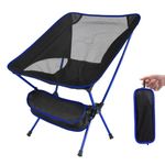 LAMA Folding Camping Chairs, Lightweight Camping Chairs, Portable Collapsible Packable Camp Chair, Compact Backpacking Camp Chairs with Carry Bag for Outdoor, Fishing, Hiking, Beach, Picnic Blue