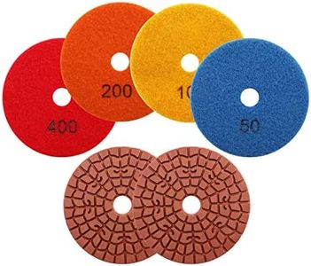 Diamond polishing pad 6PCS 4 Inch(#50*2,100*2 ,200*1 ,400*1)Super Copper Metal Bond Wet Diamond Polishing Pads for Granite Marble Concrete Floor Grinding Disc Strong Grinding Force.