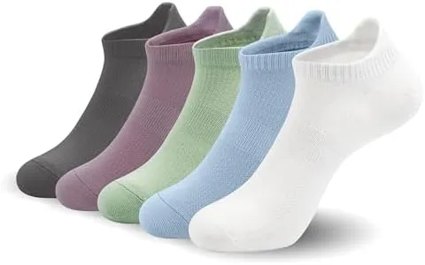 SERISIMPLE Women Ultra Thin Socks Viscose Bamboo Low Cut No Show Ventilating Low Ankle Anti Odor Arch Support Mesh Socks 5 Pairs (m, Assorted5)