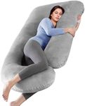 MOXTOYU Pregnancy Pillow for Sleeping, 53in 100% Cotton G-Shape Maternity pillow with Velvet Cover, Detachable & Washable Full Body Pillow for Pregnant Women, Support for Back, Legs, Belly, Hip - Grey