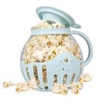 MMUGOOLER Glass Microwave Popcorn Popper, 2.25QT Original Popcorn Jar with Silicone Lid, BPA Free, Dishwasher Safe- blue