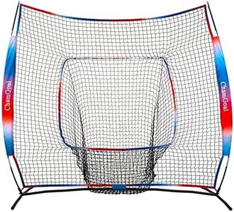 ChamGoal 7X7ft Gradient Baseball&Softball Net for Hitting and Pitching,Portable Baseball Practice Net for Batting with Carry Bag and Metal Frame for All Skill Levels and Kids (Baseball net-Gradient)