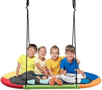 HONEY JOY 150CM/60'' Giant Platform Saucer Tree Swing Set, 300KG Weight Capacity, Outdoor Saucer Tree Swing with Adjustable Hanging Ropes, Children Swing for Backyard Park (Colorful)