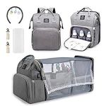 CtopxCone Diaper Bag Backpack with changing station, Baby Diaper Bag, Multifunction Travel Bag Backpack for Baby with Large Capacity Grey