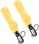 TradMall 2 Pack Travel Umbrella Windproof 46 Inches Large Canopy Reinforced Fiberglass Ribs Ergonomic Handle Auto Open & Close, Yellow